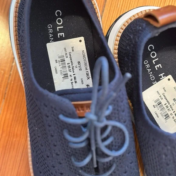 Cole Haan Zero Grand Men's Navy Knit Oxford Shoes 11 - Picture 2 of 3